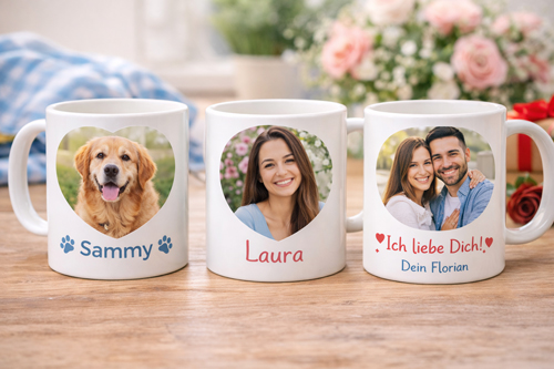 Tasse mit Foto, Namen oder Spruch personalisieren – individuell gestaltete Fototasse